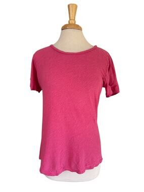CUT LOOSE Linen Weight Linen Cotton Bias Tee Pink Size Large Womens Short Sleeve